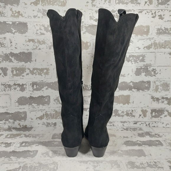 NEW DV Dolce Vita Tall Boots Women 7 Black Suede Leather Western Chic - Picture 5 of 11